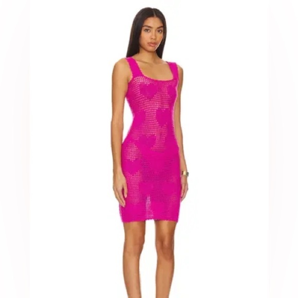 NWT BEACH RIOT James Sheer Cover-Up Mini dress size Medium in pink Crochet Dress - Picture 10 of 10